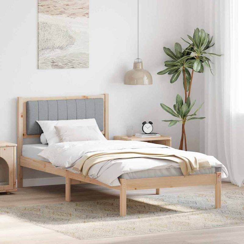 Casa si Gradina - Mobilier - Paturi si accesorii - Paturi - Cadru de pat cu tablie tapitata Gri deschis 90 x 200 cm - Infinity.ro