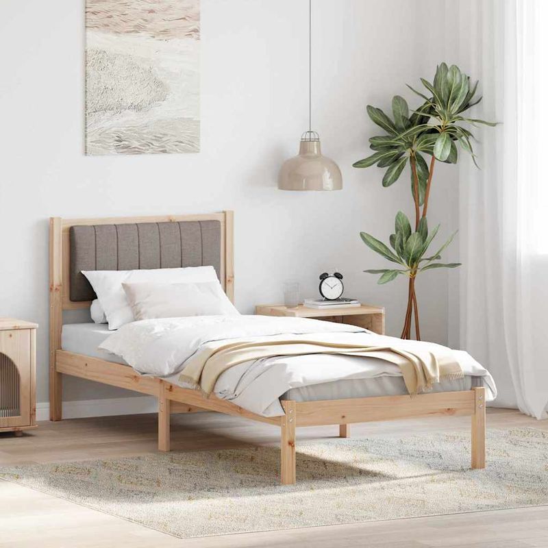 Casa si Gradina - Mobilier - Paturi si accesorii - Paturi - Cadru de pat cu tablie tapitata Gri taupe 80 x 200 cm - Infinity.ro
