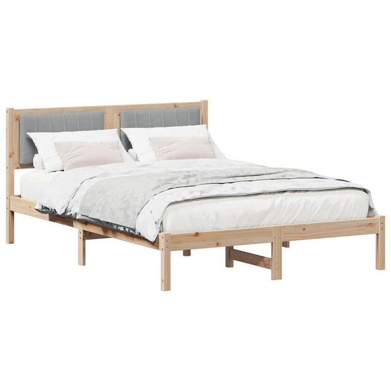Casa si Gradina - Mobilier - Paturi si accesorii - Paturi - Cadru de pat cu tablie tapitata Gri deschis 140 x 200 cm - Infinity.ro