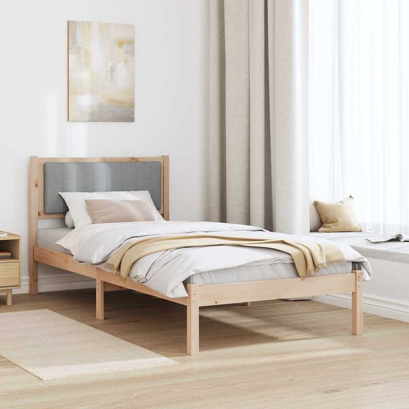 Casa si Gradina - Mobilier - Paturi si accesorii - Paturi - Cadru de pat cu tablie tapitata Gri deschis 90 x 200 cm - Infinity.ro