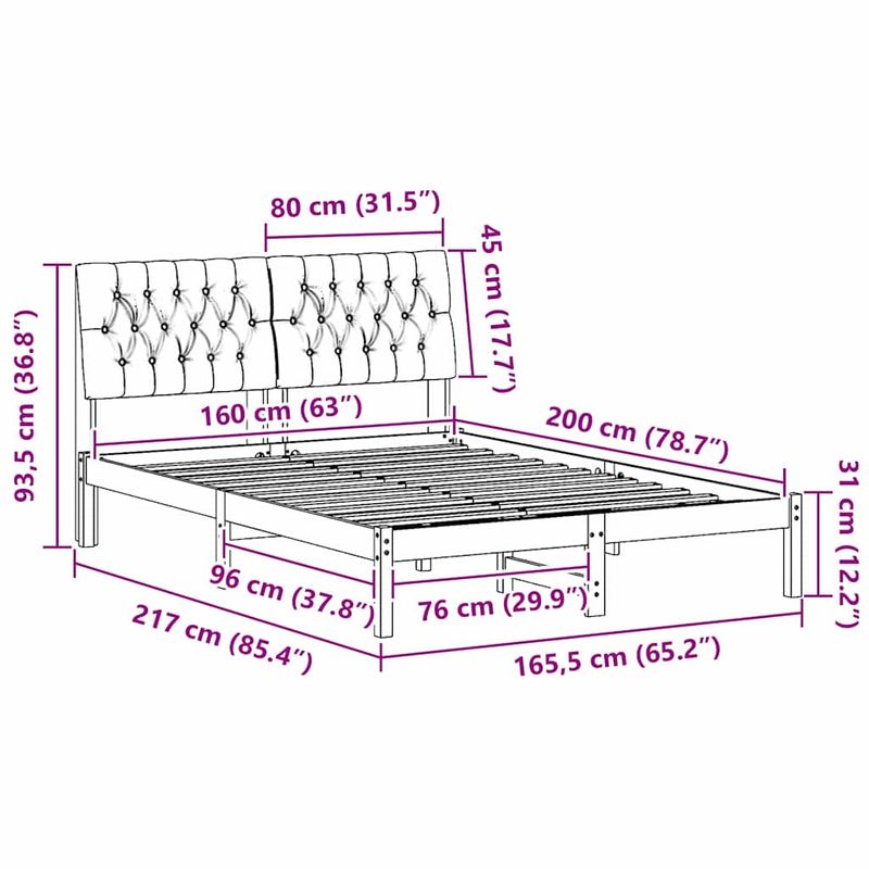 Casa si Gradina - Mobilier - Paturi si accesorii - Paturi - Cadru de pat cu tablie tapitata cu headboard Maro 160 x 200 cm - Infinity.ro