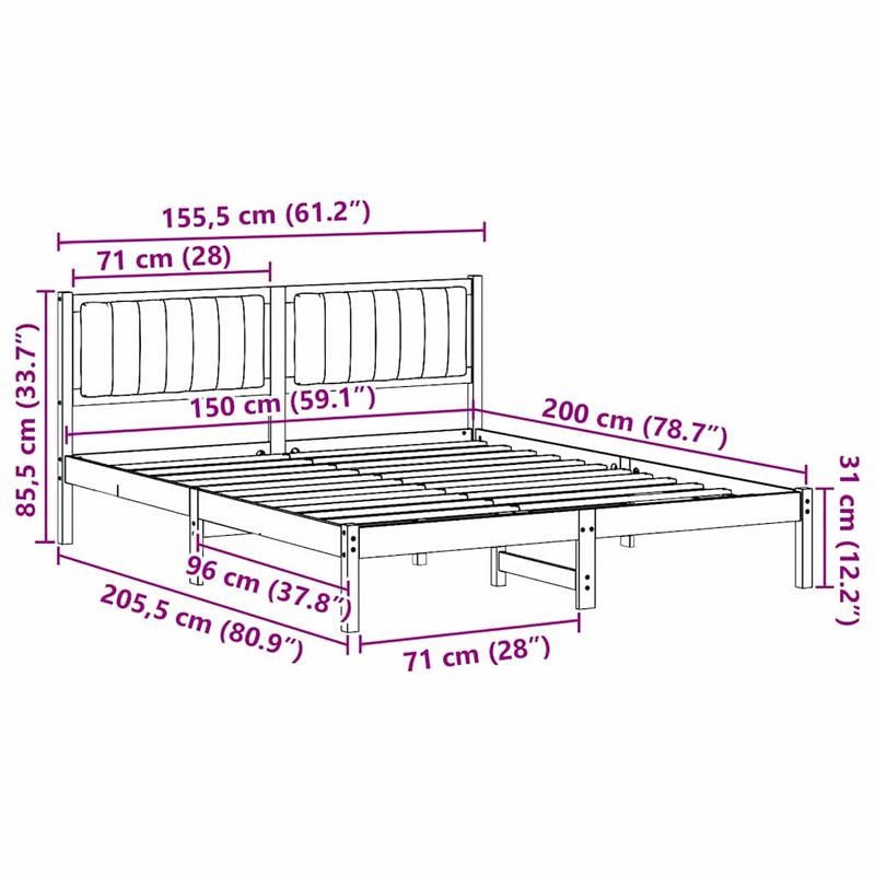 Casa si Gradina - Mobilier - Paturi si accesorii - Paturi - Cadru de pat cu tablie tapitata cu headboard Negru 150 x 200 cm - Infinity.ro