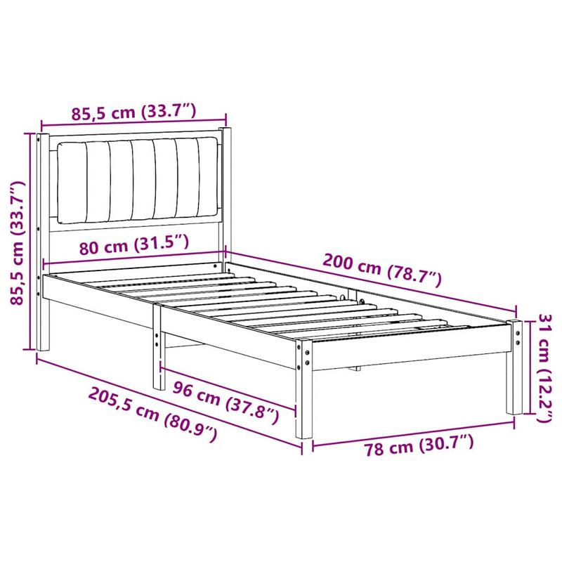 Casa si Gradina - Mobilier - Paturi si accesorii - Paturi - Cadru de pat cu tablie tapitata Gri taupe 80 x 200 cm - Infinity.ro