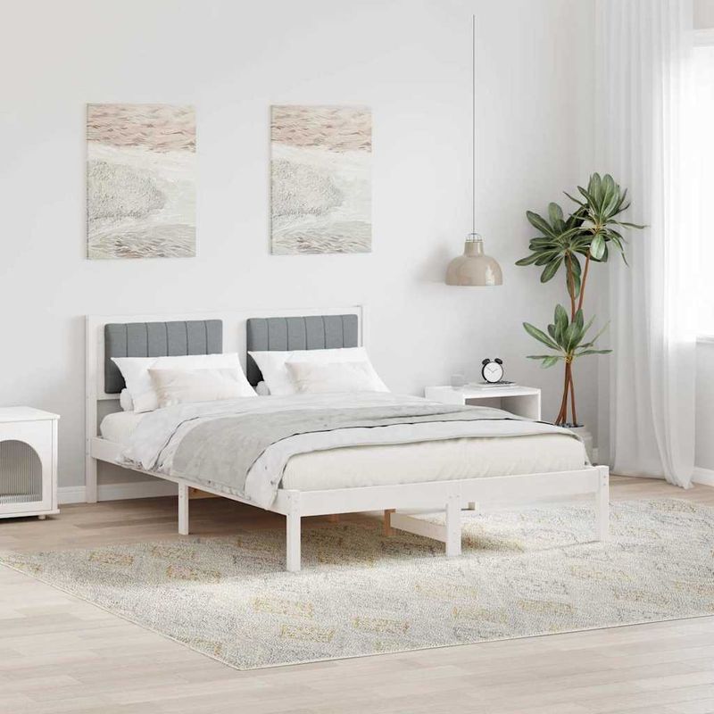 Casa si Gradina - Mobilier - Paturi si accesorii - Paturi - Cadru de pat cu tablie tapitata Gri deschis 140 x 190 cm - Infinity.ro