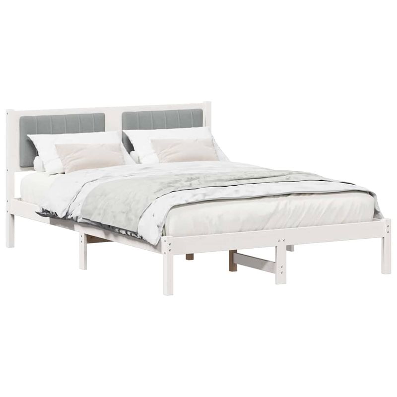 Casa si Gradina - Mobilier - Paturi si accesorii - Paturi - Cadru de pat cu tablie tapitata Gri deschis 140 x 190 cm - Infinity.ro