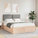 Casa si Gradina - Mobilier - Paturi si accesorii - Paturi - Cadru de pat cu tablie tapitata Gri deschis 135 x 190 cm - Infinity.ro