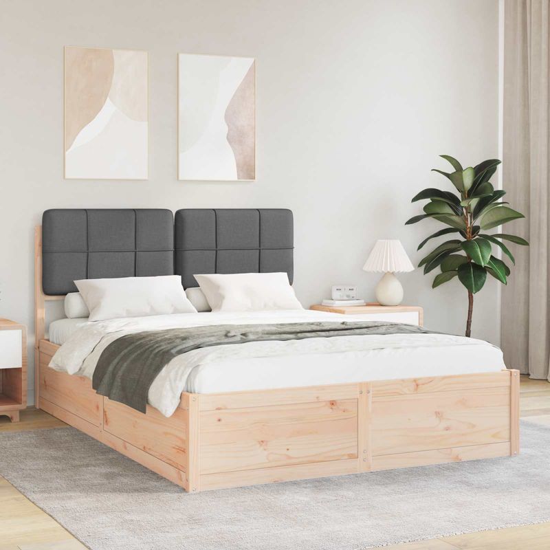 Casa si Gradina - Mobilier - Paturi si accesorii - Paturi - Cadru de pat cu tablie tapitata Gri inchis 150 x 200 cm - Infinity.ro