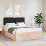 Casa si Gradina - Mobilier - Paturi si accesorii - Paturi - Cadru de pat cu tablie tapitata cu headboard Negru 135 x 190 cm - Infinity.ro