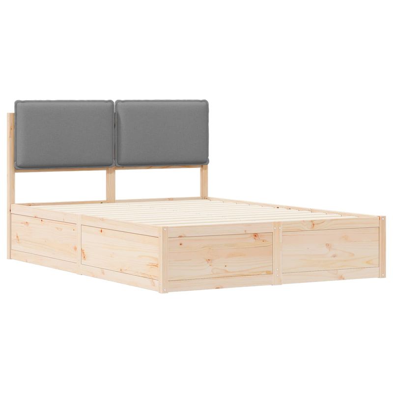 Casa si Gradina - Mobilier - Paturi si accesorii - Paturi - Cadru de pat cu tablie tapitata Gri deschis 135 x 190 cm - Infinity.ro