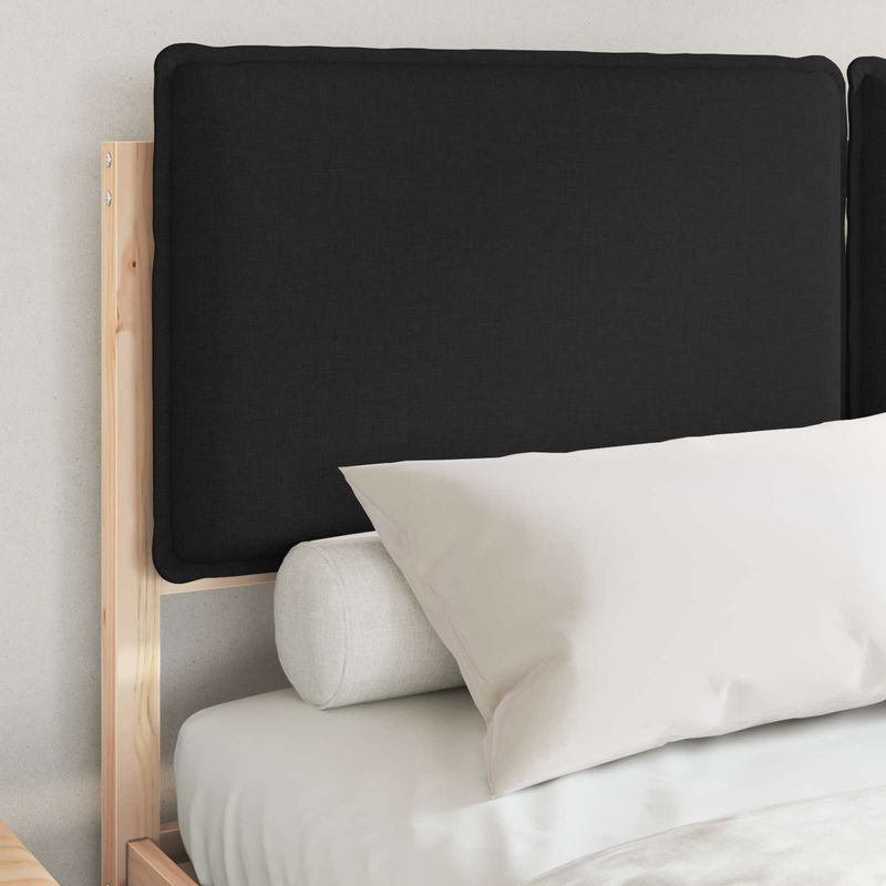 Casa si Gradina - Mobilier - Paturi si accesorii - Paturi - Cadru de pat cu tablie tapitata cu headboard Negru 135 x 190 cm - Infinity.ro