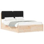 Casa si Gradina - Mobilier - Paturi si accesorii - Paturi - Cadru de pat cu tablie tapitata cu headboard Negru 135 x 190 cm - Infinity.ro