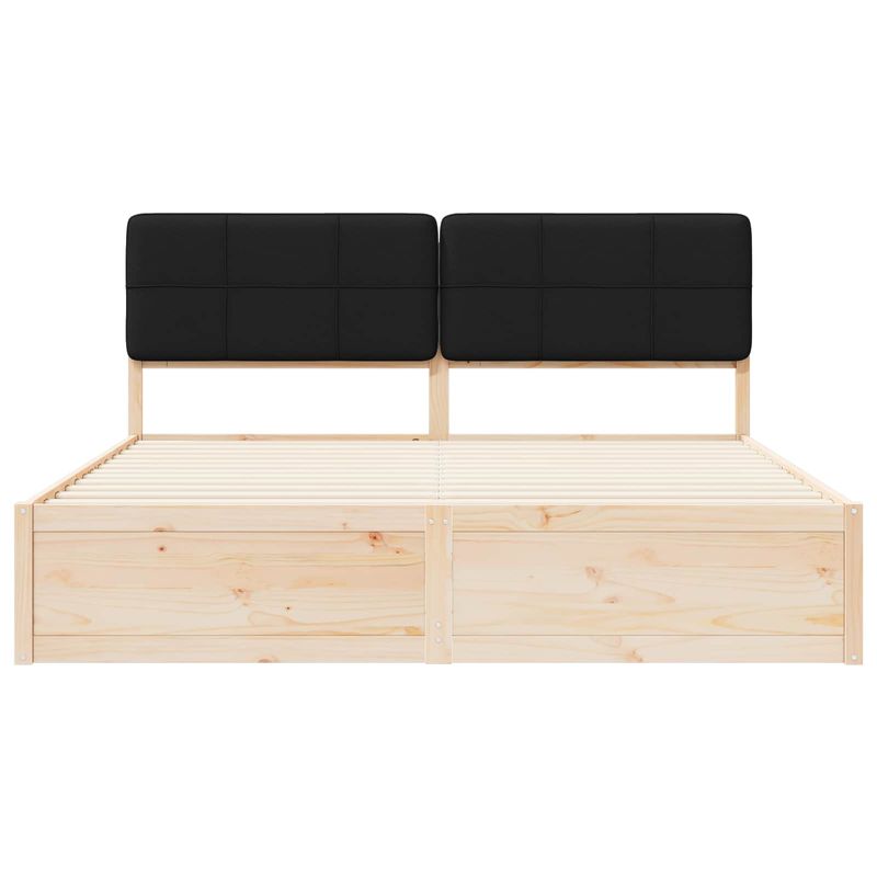Casa si Gradina - Mobilier - Paturi si accesorii - Paturi - Cadru de pat cu tablie tapitata cu headboard Negru 200 x 200 cm - Infinity.ro