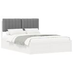 Casa si Gradina - Mobilier - Paturi si accesorii - Paturi - Cadru de pat cu tablie tapitata Gri deschis 140 x 200 cm - Infinity.ro