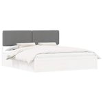 Casa si Gradina - Mobilier - Paturi si accesorii - Paturi - Cadru de pat cu tablie tapitata Gri deschis 200 x 200 cm - Infinity.ro