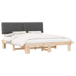 Casa si Gradina - Mobilier - Paturi si accesorii - Paturi - Cadru de pat cu tablie tapitata Gri inchis 200 x 200 cm - Infinity.ro
