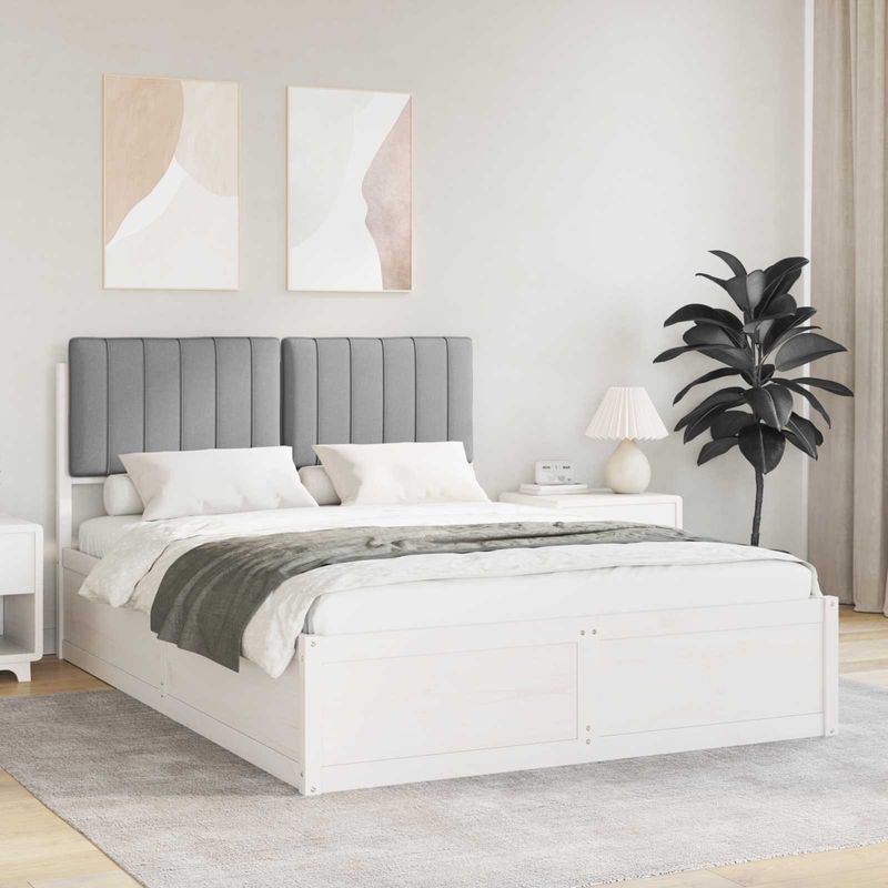 Casa si Gradina - Mobilier - Paturi si accesorii - Paturi - Cadru de pat cu tablie tapitata Gri deschis 140 x 200 cm - Infinity.ro
