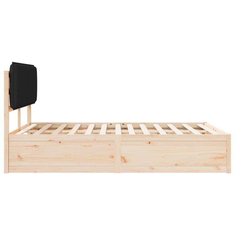 Casa si Gradina - Mobilier - Paturi si accesorii - Paturi - Cadru de pat cu tablie tapitata cu headboard Negru 135 x 190 cm - Infinity.ro