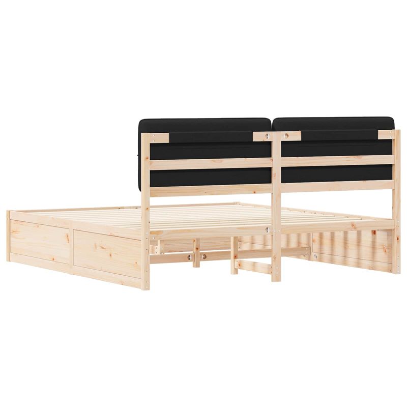 Casa si Gradina - Mobilier - Paturi si accesorii - Paturi - Cadru de pat cu tablie tapitata cu headboard Negru 200 x 200 cm - Infinity.ro
