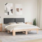 Casa si Gradina - Mobilier - Paturi si accesorii - Paturi - Cadru de pat cu tablie tapitata Gri inchis 200 x 200 cm - Infinity.ro