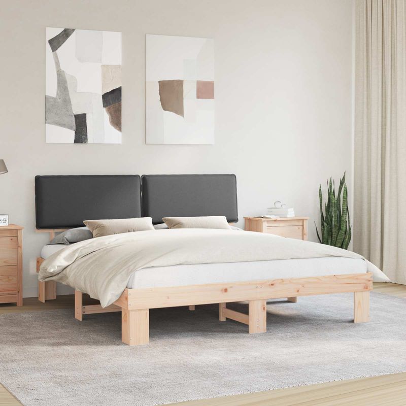 Casa si Gradina - Mobilier - Paturi si accesorii - Paturi - Cadru de pat cu tablie tapitata Gri inchis 200 x 200 cm - Infinity.ro