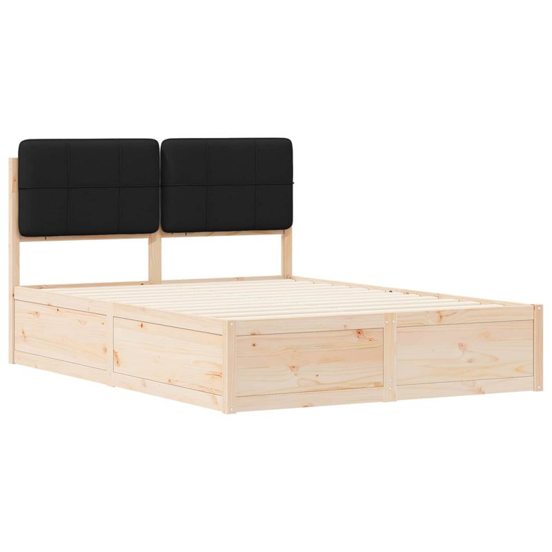 Casa si Gradina - Mobilier - Paturi si accesorii - Paturi - Cadru de pat cu tablie tapitata cu headboard Negru 135 x 190 cm - Infinity.ro