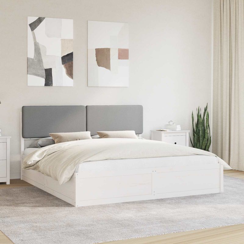 Casa si Gradina - Mobilier - Paturi si accesorii - Paturi - Cadru de pat cu tablie tapitata Gri deschis 200 x 200 cm - Infinity.ro