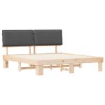 Casa si Gradina - Mobilier - Paturi si accesorii - Paturi - Cadru de pat cu tablie tapitata Gri inchis 200 x 200 cm - Infinity.ro