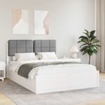 Casa si Gradina - Mobilier - Paturi si accesorii - Paturi - Cadru de pat cu tablie tapitata Gri deschis 140 x 190 cm - Infinity.ro