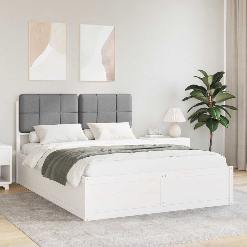Casa si Gradina - Mobilier - Paturi si accesorii - Paturi - Cadru de pat cu tablie tapitata Gri deschis 140 x 190 cm - Infinity.ro