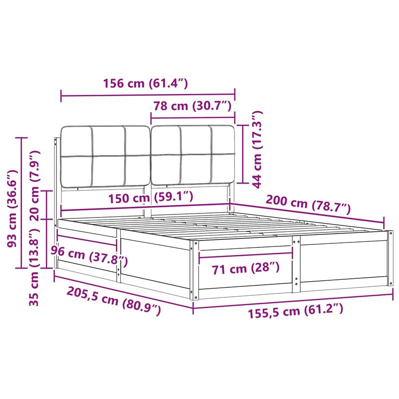 Casa si Gradina - Mobilier - Paturi si accesorii - Paturi - Cadru de pat cu tablie tapitata Gri inchis 150 x 200 cm - Infinity.ro