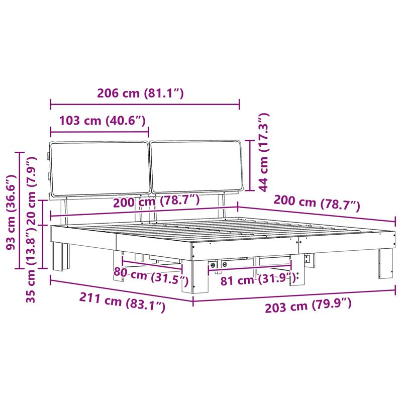 Casa si Gradina - Mobilier - Paturi si accesorii - Paturi - Cadru de pat cu tablie tapitata Gri inchis 200 x 200 cm - Infinity.ro