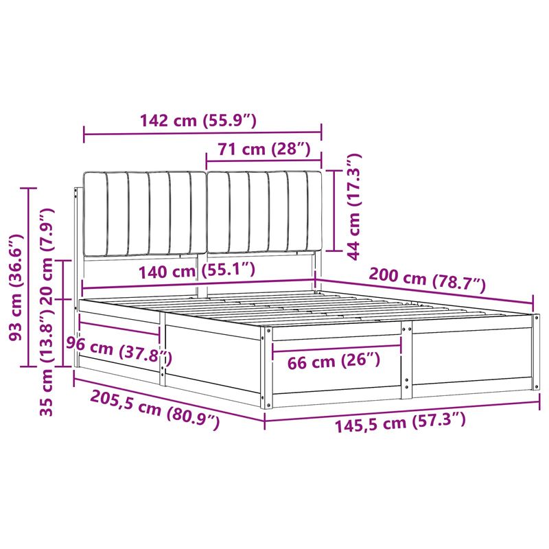 Casa si Gradina - Mobilier - Paturi si accesorii - Paturi - Cadru de pat cu tablie tapitata Gri deschis 140 x 200 cm - Infinity.ro