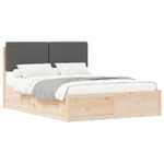 Casa si Gradina - Mobilier - Paturi si accesorii - Paturi - Cadru de pat cu tablie tapitata Gri inchis 135 x 190 cm - Infinity.ro