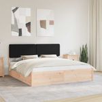 Casa si Gradina - Mobilier - Paturi si accesorii - Paturi - Cadru de pat cu tablie tapitata cu headboard Negru 200 x 200 cm - Infinity.ro