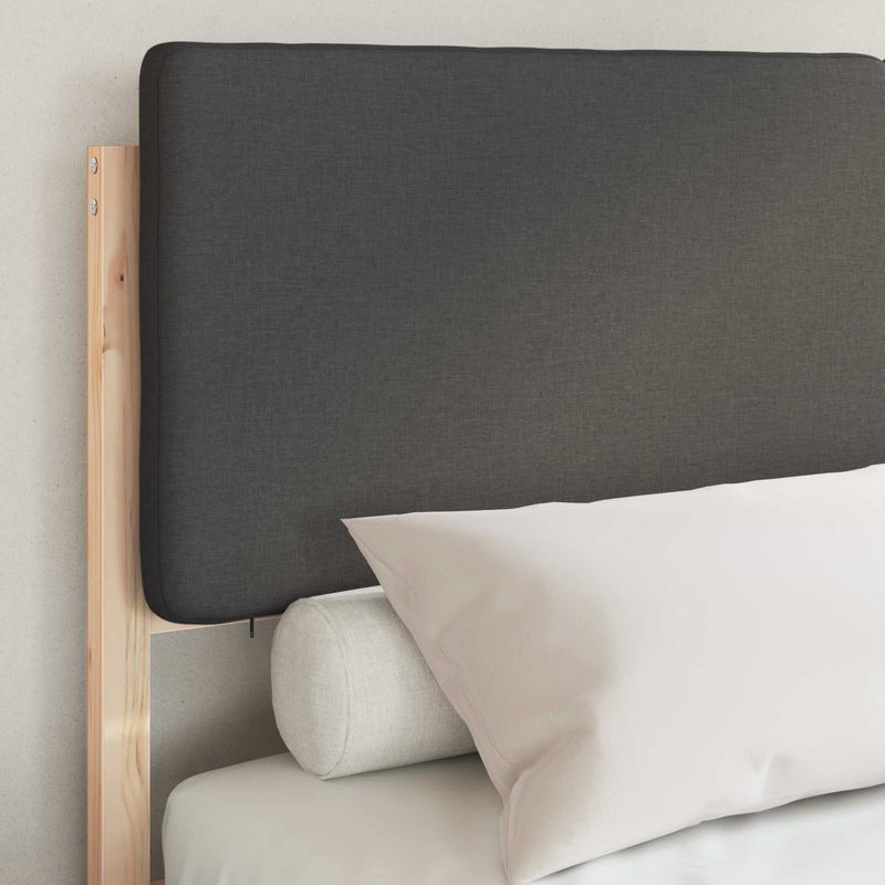 Casa si Gradina - Mobilier - Paturi si accesorii - Paturi - Cadru de pat cu tablie tapitata Gri inchis 135 x 190 cm - Infinity.ro