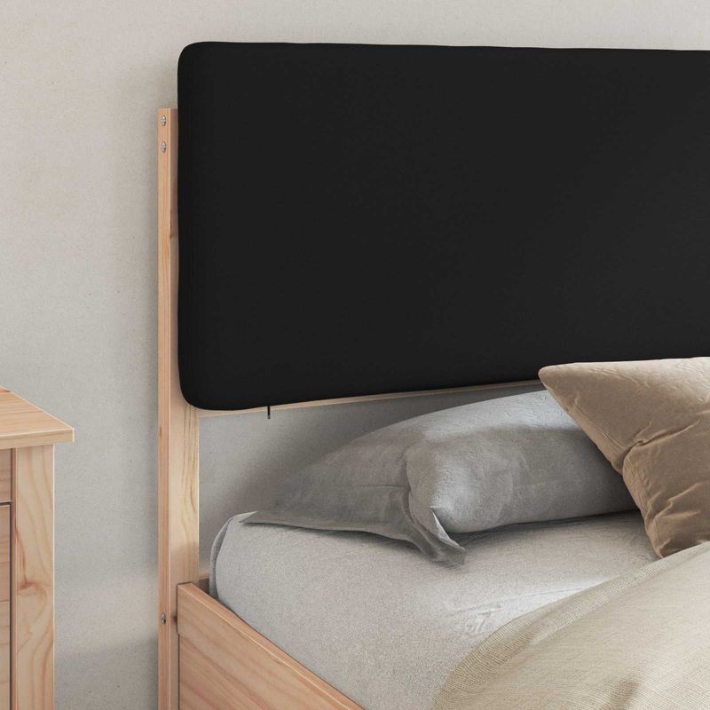 Casa si Gradina - Mobilier - Paturi si accesorii - Paturi - Cadru de pat cu tablie tapitata cu headboard Negru 200 x 200 cm - Infinity.ro