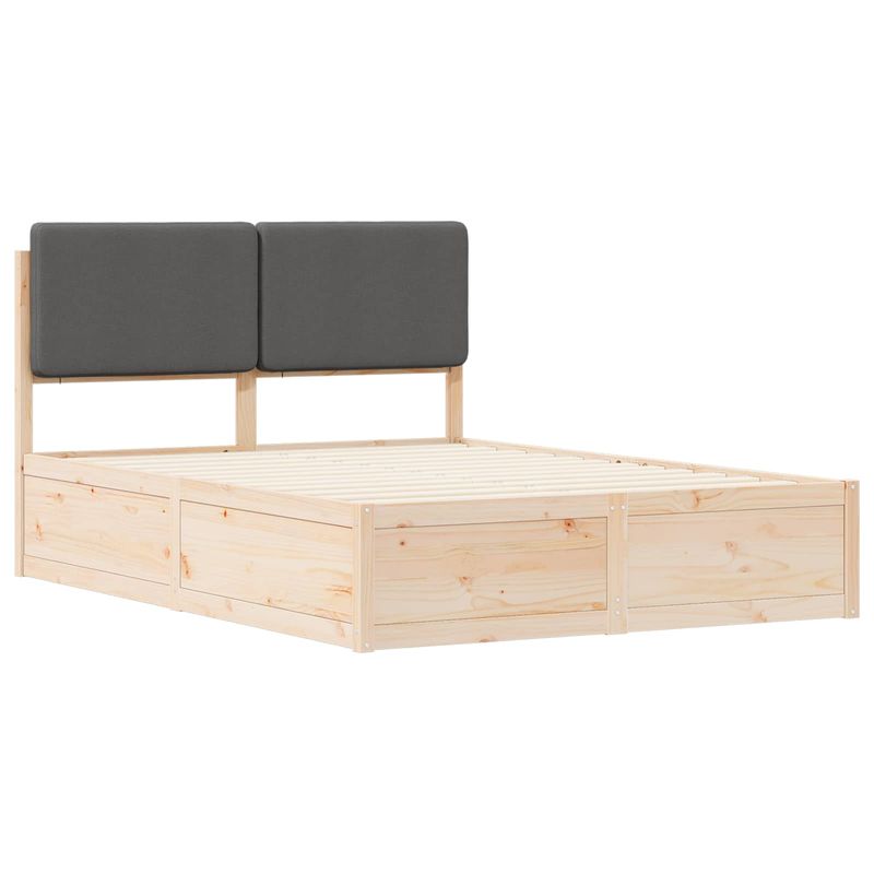 Casa si Gradina - Mobilier - Paturi si accesorii - Paturi - Cadru de pat cu tablie tapitata Gri inchis 135 x 190 cm - Infinity.ro