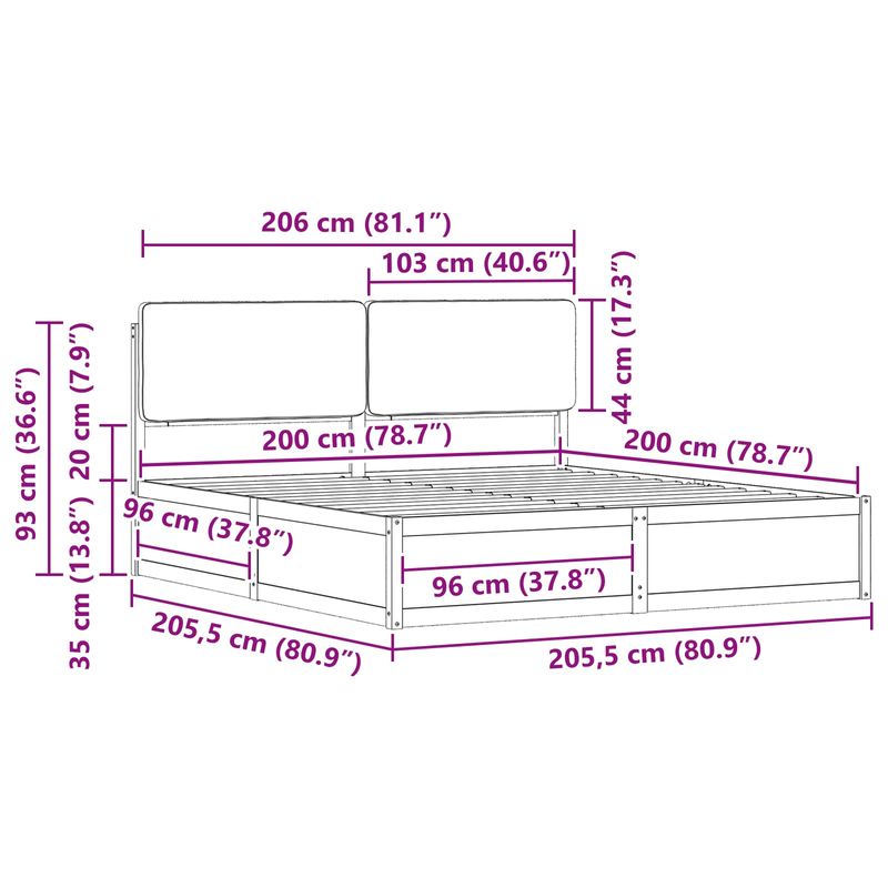 Casa si Gradina - Mobilier - Paturi si accesorii - Paturi - Cadru de pat cu tablie tapitata cu headboard Negru 200 x 200 cm - Infinity.ro