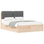 Casa si Gradina - Mobilier - Paturi si accesorii - Paturi - Cadru de pat cu tablie tapitata Gri inchis 140 x 200 cm - Infinity.ro