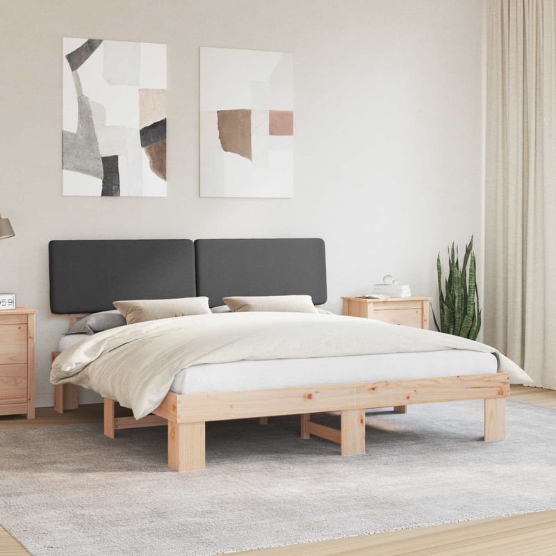 Casa si Gradina - Mobilier - Paturi si accesorii - Paturi - Cadru de pat cu tablie tapitata Gri inchis 180 x 200 cm - Infinity.ro