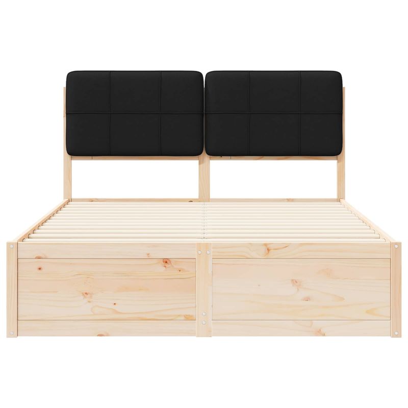 Casa si Gradina - Mobilier - Paturi si accesorii - Paturi - Cadru de pat cu tablie tapitata cu headboard Negru 140 x 200 cm - Infinity.ro