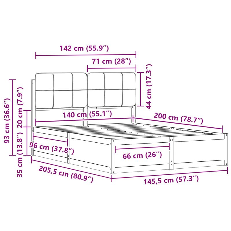 Casa si Gradina - Mobilier - Paturi si accesorii - Paturi - Cadru de pat cu tablie tapitata Gri inchis 140 x 200 cm - Infinity.ro