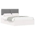Casa si Gradina - Mobilier - Paturi si accesorii - Paturi - Cadru de pat cu tablie tapitata Gri deschis 150 x 200 cm - Infinity.ro