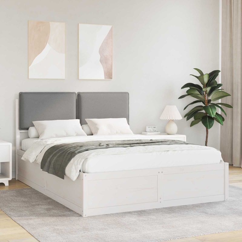 Casa si Gradina - Mobilier - Paturi si accesorii - Paturi - Cadru de pat cu tablie tapitata Gri deschis 150 x 200 cm - Infinity.ro