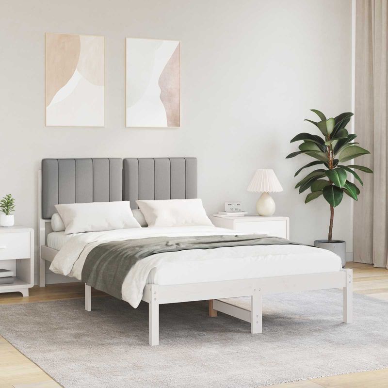 Casa si Gradina - Mobilier - Paturi si accesorii - Paturi - Cadru de pat cu tablie tapitata Gri deschis 120 x 190 cm - Infinity.ro