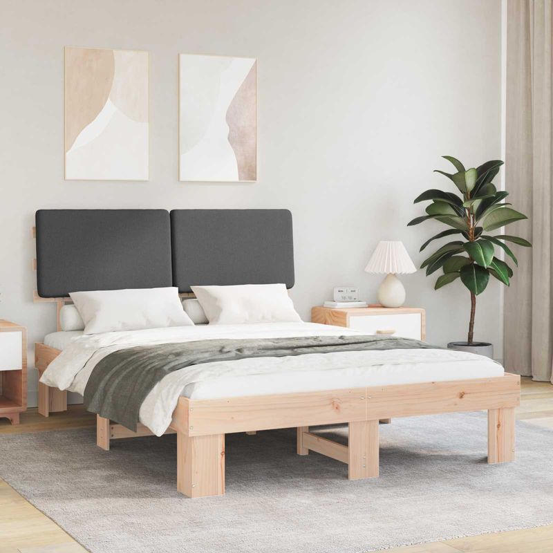 Casa si Gradina - Mobilier - Paturi si accesorii - Paturi - Cadru de pat cu tablie tapitata Gri inchis 140 x 190 cm - Infinity.ro