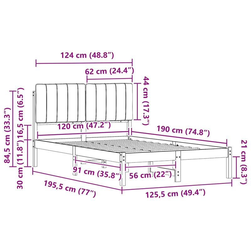 Casa si Gradina - Mobilier - Paturi si accesorii - Paturi - Cadru de pat cu tablie tapitata Gri deschis 120 x 190 cm - Infinity.ro