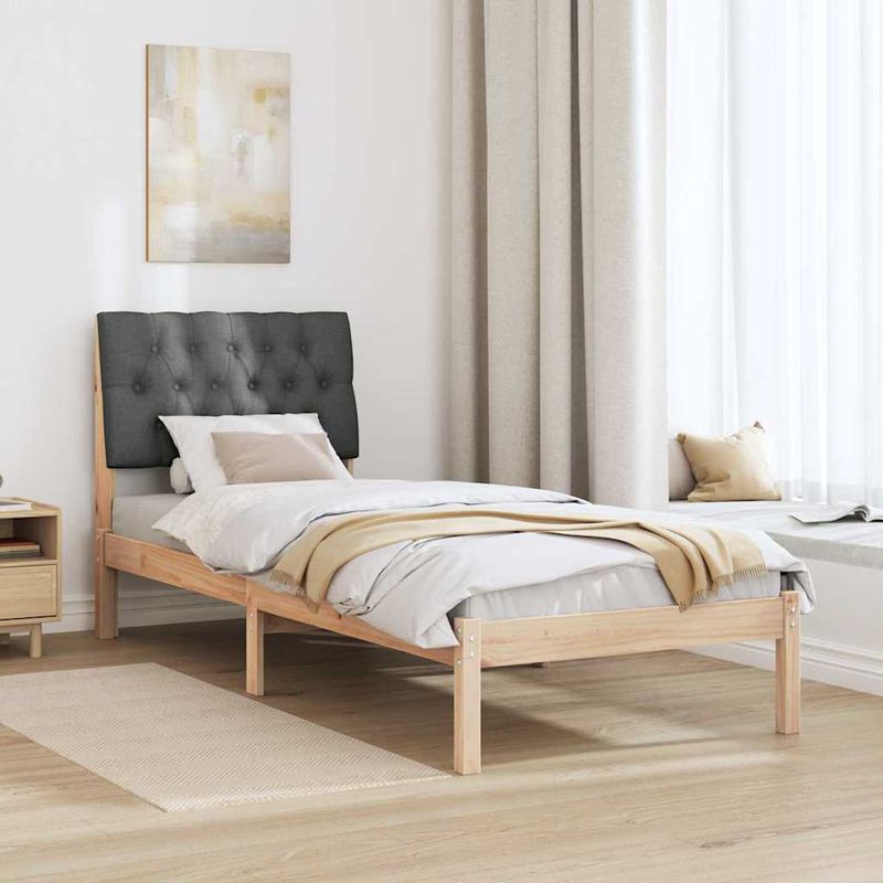 Casa si Gradina - Mobilier - Paturi si accesorii - Paturi - Cadru de pat cu tablie tapitata cu headboard Maro 80 x 200 cm - Infinity.ro