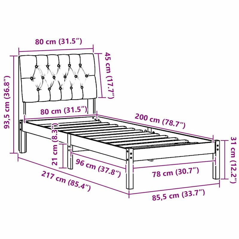 Casa si Gradina - Mobilier - Paturi si accesorii - Paturi - Cadru de pat cu tablie tapitata cu headboard Maro 80 x 200 cm - Infinity.ro