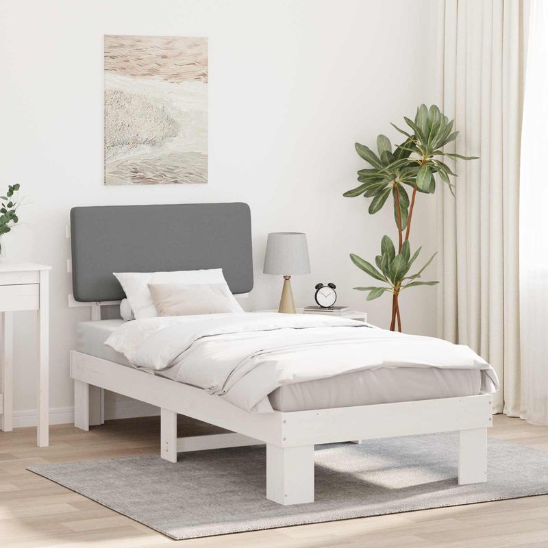 Casa si Gradina - Mobilier - Paturi si accesorii - Paturi - Cadru de pat cu tablie tapitata Gri deschis 90 x 200 cm - Infinity.ro
